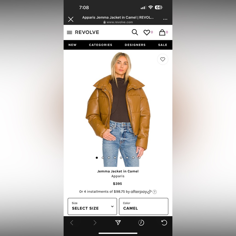 Apparis Brown Leather Puff Coat - Picture 1 of 9